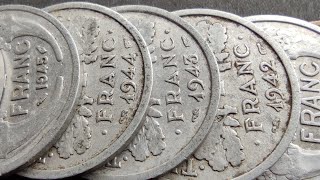 France coins value 1 franc 19311936194019411942194319441945194719481957 [upl. by Thirion157]