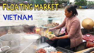 NOODLES on a Boat FLOATING MARKET Tour of Mekong Delta VIETNAM [upl. by Ainerbas319]