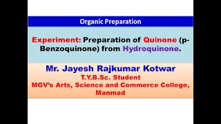 Experiment Preparation of Quinone pBenzoquinone from Hydroquinone [upl. by Einreb]