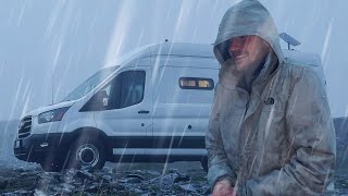 HEAVY RAINSTORM Camping in my VAN  Alaska Van Living [upl. by Eidnew]