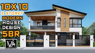 10X10 2 STOREY HOUSE DESIGN 100SQM 5 BEDROOM [upl. by Skricki]