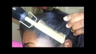 How I use a Straightening Comb on New Growth relaxed hair [upl. by Brandt188]