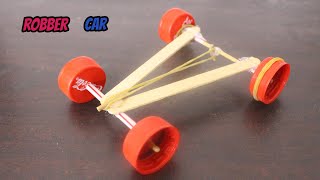 How to make Rubber Band Powered CAR diy toy car [upl. by Airbas285]