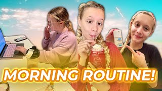 Online School Morning Routine 2021 Skincare and Stretching Habits  COUCH SISTERS [upl. by Sumaes]