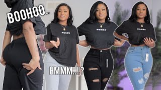 BOOHOO JEAN TRY ON HAUL  MORE  Jeans for curvy women  Tianna Squarrel [upl. by Tyrone]