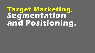 Target Marketing Segmentation and Positioning [upl. by Chaim]