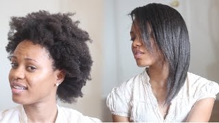 HOW TO Straighten 4C Natural Hair Tutorial No Blow Dryer Needed [upl. by Michon582]