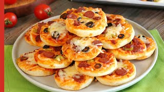 Super Easy PIZZA BITES 🍕  The Best Mini Pizza Recipe With Homemade Pizza Dough [upl. by Harilda]