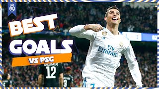 REAL MADRIDS Champions League goals vs PSG  Cristiano Benzema amp more [upl. by Irwinn]