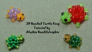 3D Beaded Turtle Ring Tutorial [upl. by Piegari599]