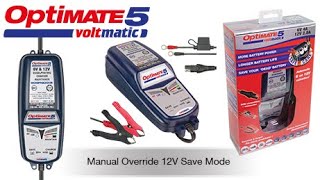 OptiMate 5 VoltMatic EN Manual Override 12V Save Mode [upl. by Atnahc747]