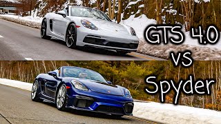 Porsche 718 Spyder vs 718 Boxster GTS 40 [upl. by Adiehsar199]