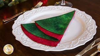 Simple DIY Folded Christmas Tree Napkin  Shabby Fabrics Tutorials [upl. by Francine52]