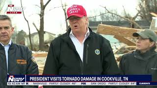 TRUMP IN TENNESSEE Tours tornado damage in Cookeville [upl. by Sasnak]