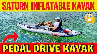 Inflatable Kayak With Pedal Drive  Pedal Kayak PK365  Saturn Kayak [upl. by Ras]