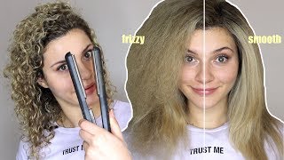 HOW TO STRAIGHTEN CURLY HAIR WITHOUT FRIZZ [upl. by Gerianna113]