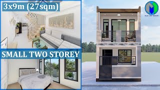 Two Storey House Design 3x9m 27sqm [upl. by Stutman527]