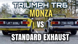 Triumph TR6 Monza Vs Standard Exhaust [upl. by Tobie]