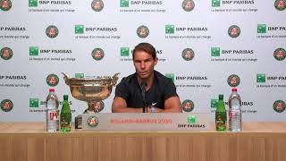 Rafael Nadal Press conference after his victory at RG20 [upl. by Sinai]