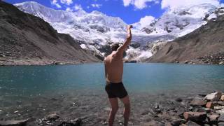 ‪idiot jumps in dangerous peruvian glacial lake causes avalanche‬ [upl. by Tanner121]