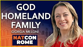 Giorgia Meloni God Homeland Family  NatCon Rome 2020 [upl. by Daitzman]