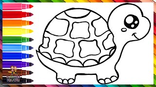 Cómo Dibujar Una Tortuga 🐢 Dibuja y Colorea Una Linda Tortuga 🌈 Dibujos Para Niños [upl. by Tova]