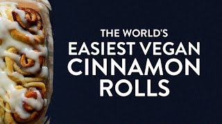 The Worlds Easiest VEGAN Cinnamon Rolls  Minimalist Baker Recipes [upl. by Atinehc]