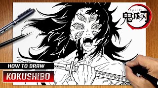 How to draw Kokushibo from Kimetsu no Yaiba [upl. by Aitekram]