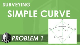 Surveying Horizontal Curve Simple Curve Problem 1 PH [upl. by Ehsom]