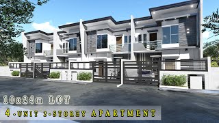 Project 21 4UNIT 2 STOREY APARTMENT on 10x24m LOT  2 BEDROOM  SMALL HOUSE DESIGN [upl. by Yevreh]