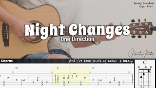 Night Changes  One Direction  Fingerstyle Guitar  TAB  Chords  Lyrics [upl. by Torrence]