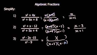 Simplifying Algebraic Fractions [upl. by Yrffoeg]