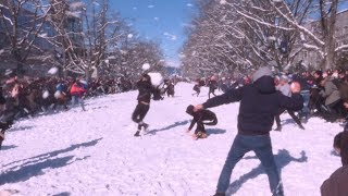 Massive snowball fight takes over UBC [upl. by Candace809]