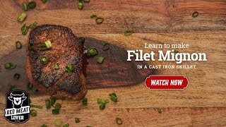 Filet Mignon Steak in Cast Iron Skillet  EASY STEAK RECIPE [upl. by Hollister]