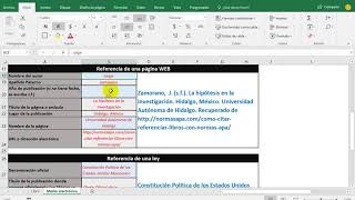 Referencias formato APA archivo en Excel [upl. by Nebe756]