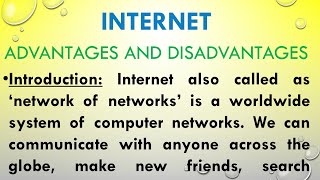 Internet advantages and disadvantages essay in English [upl. by Euqcaj]