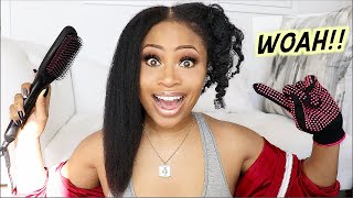 STRAIGHTEN IN 5 MINS  Trying Straightening Brush on Natural Hair [upl. by Cornia]