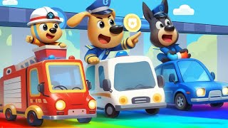 Sheriff and Driving Center  Street Vehicles  Safety Rules  Sheriff Labrador  BabyBus [upl. by Sibella540]