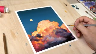 How I paint GLOWING clouds  OIL PAINTING TUTORIAL [upl. by Norrie]