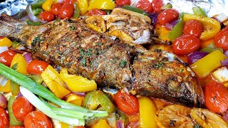 Tastiest Oven Baked Whole Fish Recipe  Oven Baked Sea Bass [upl. by Rosy]