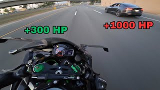 Ninja H2R Meets Tesla Plaid [upl. by Yobybab773]