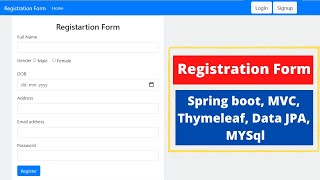 Registration form using Spring boot MVC Data JPA Thymeleaf MYSql  Register form Spring Boot [upl. by Pump216]