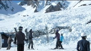 Giant avalanche takes out a chair lift in France [upl. by Gussman501]