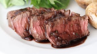 Filet Mignon With Port Wine Reduction Sauce Cast Iron Skillet Steak Recipe [upl. by Ellehcam]