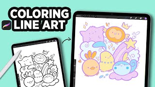 HOW to COLOR LINEART in PROCREATE Shorts [upl. by Zennas121]