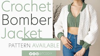 How to Crochet A Bomber Jacket  Pattern amp Tutorial DIY [upl. by Ruskin]