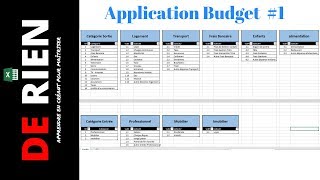 Application gestion budget  les catégories dynamique  Tutoriel Excel  DE RIEN [upl. by Andrus]