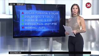 Romina Malaspina condujo en noticiero de canal 26 con un top trasparente [upl. by Lorrayne643]