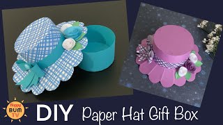 DIY PAPER HAT GIFT BOX I EASY DIY PAPER CRAFTS [upl. by Baler]