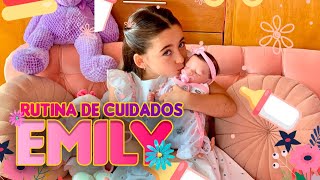 RUTINA DE CUIDADOS DE MI BEBÉ REBORN EMILY 💓🍼🥣🧸🛁 [upl. by Charla]